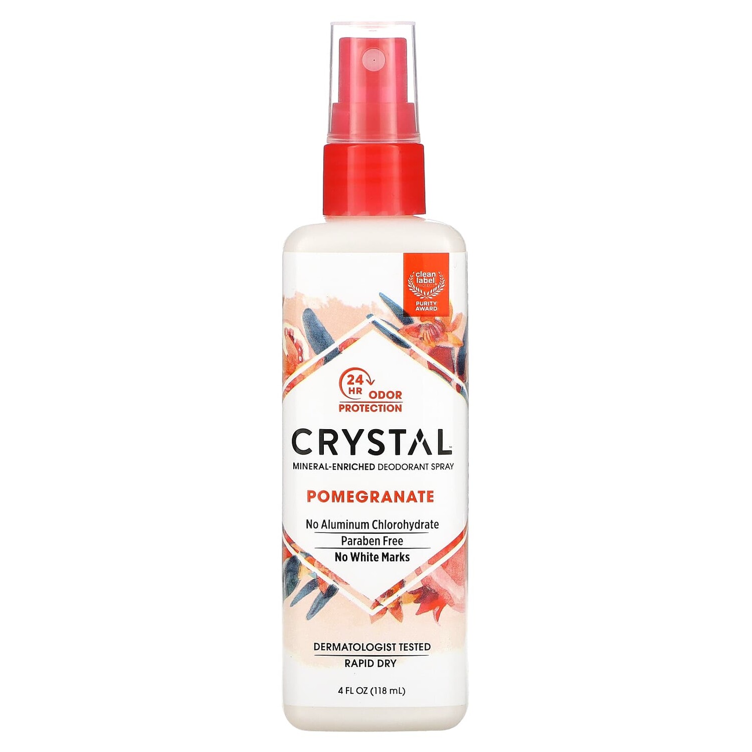 

Минеральный спрей-дезодорант, гранат, 118 мл (4 жидк. унции), Crystal