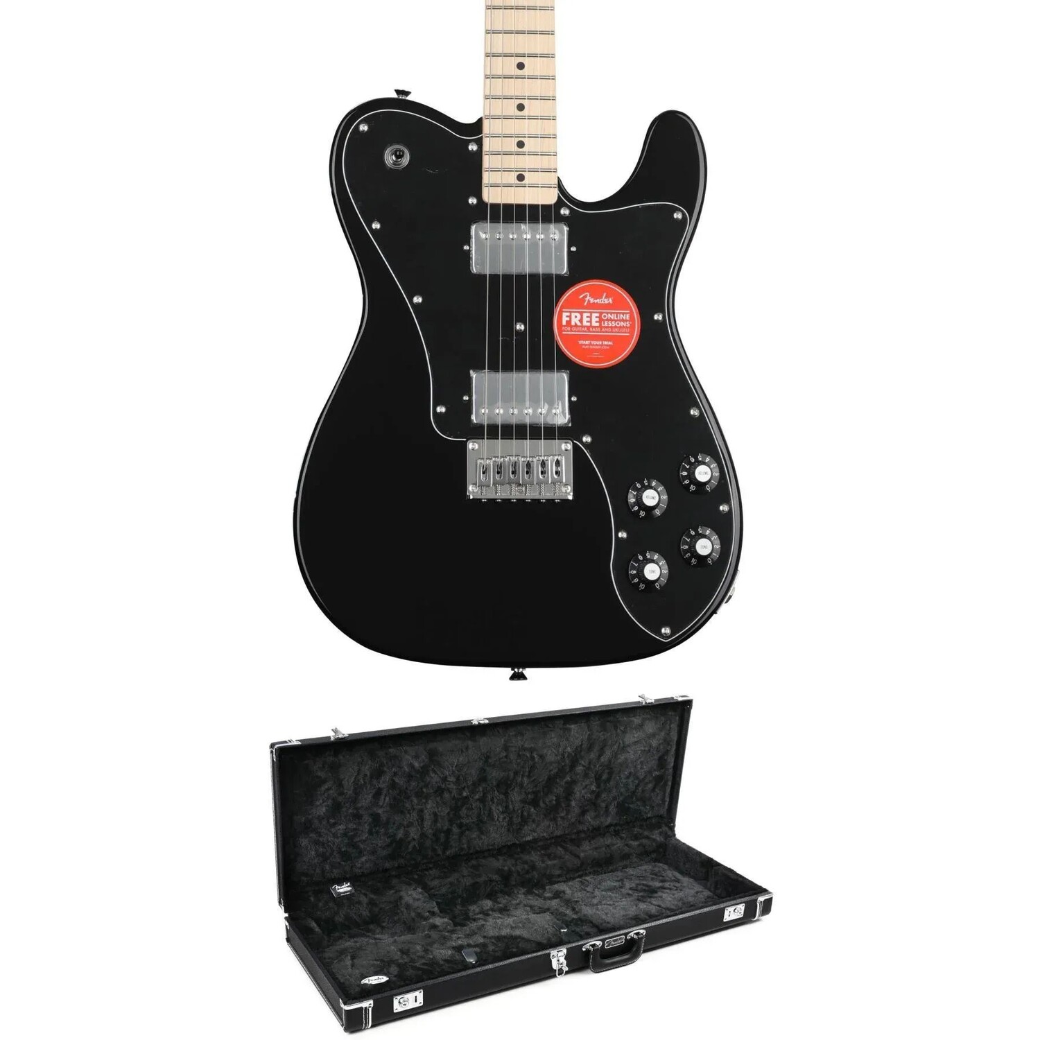 

Электрогитара Squier Affinity Series Telecaster Deluxe в жестком футляре - черная, с кленовой накладкой на гриф