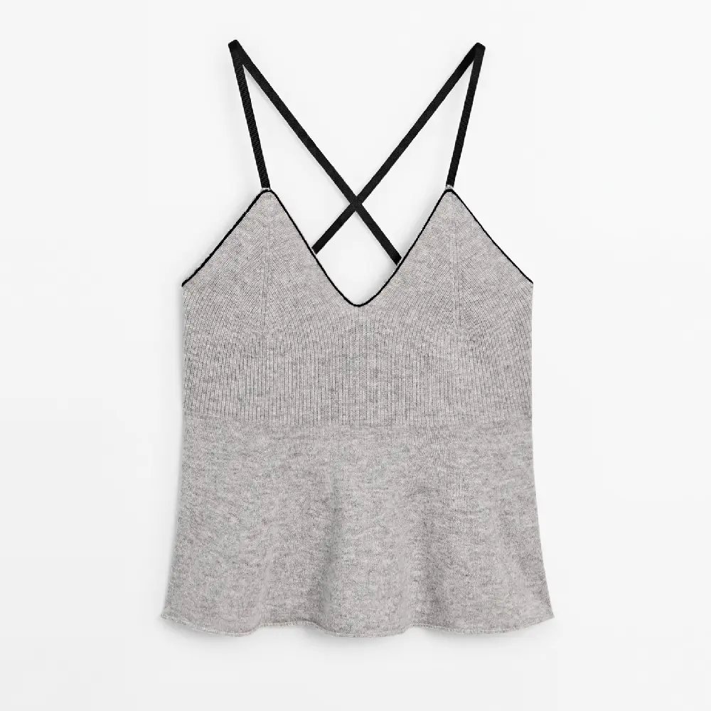 

Топ Massimo Dutti Wool Blend Peplum - Studio, серый