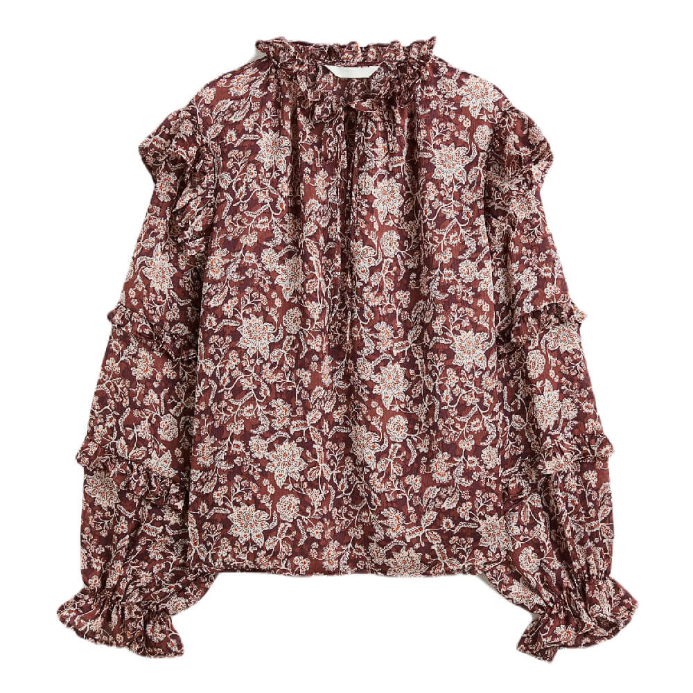 

Блузка H&M With Flounce Edges, коричневый