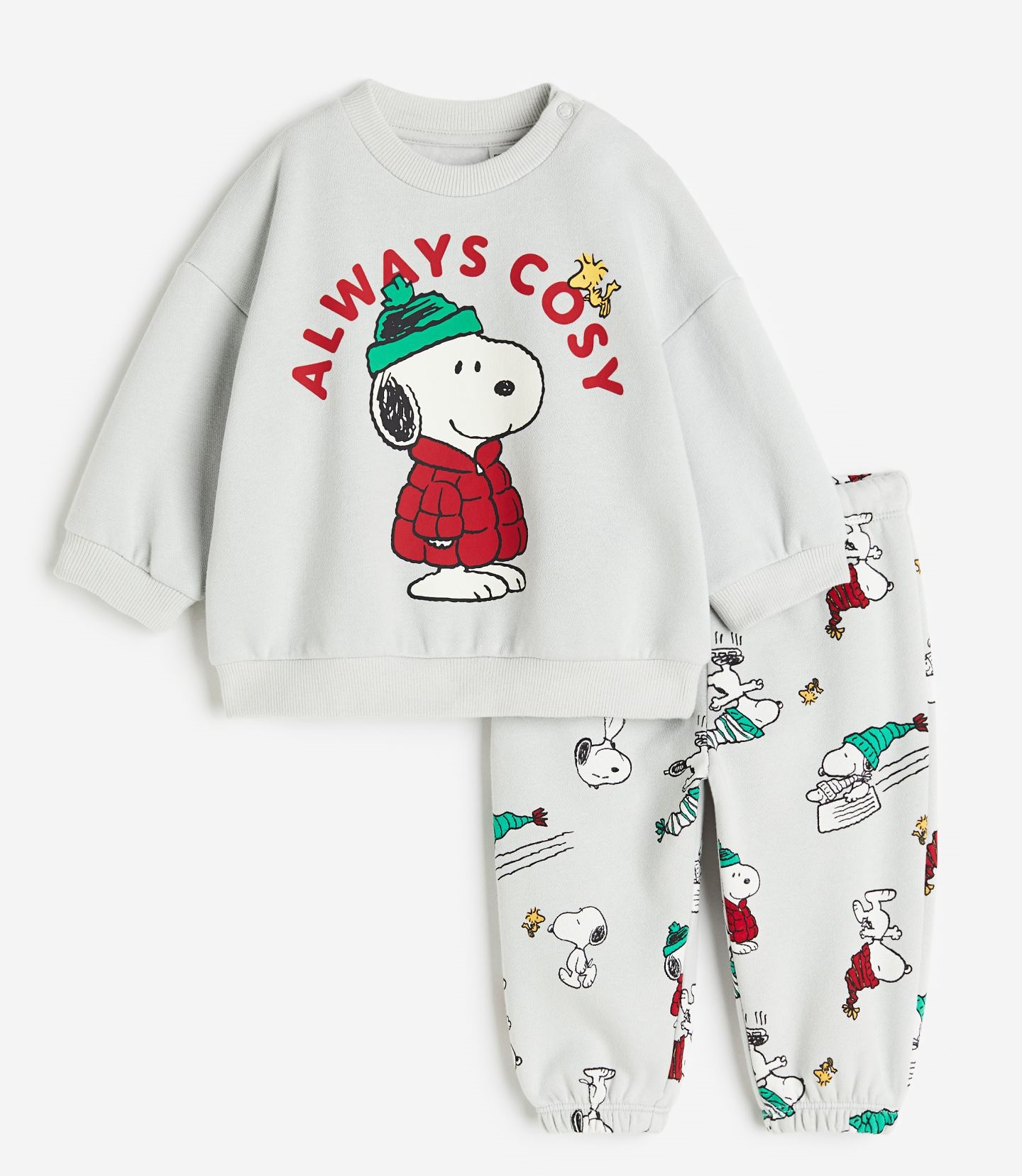 Спортивный костюм H&M Snoopy 2-piece, светло-серый