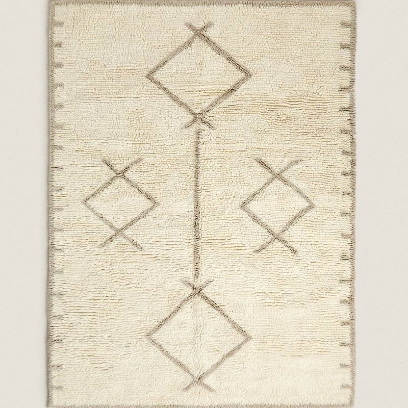 

Ковер шерстяной с рисунком Zara Home Geometric Design Wool, белый