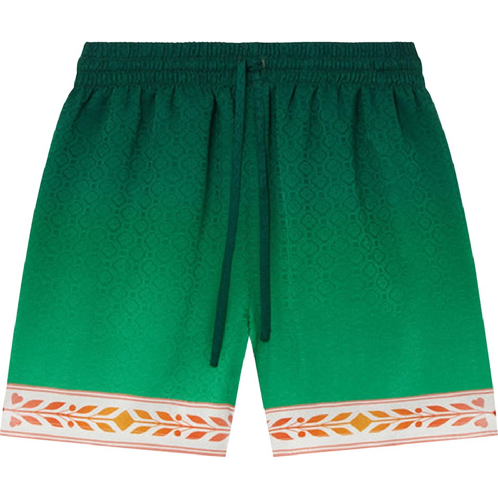 Шорты Casablanca Silk Shorts With Drawstring, зеленый цена и фото
