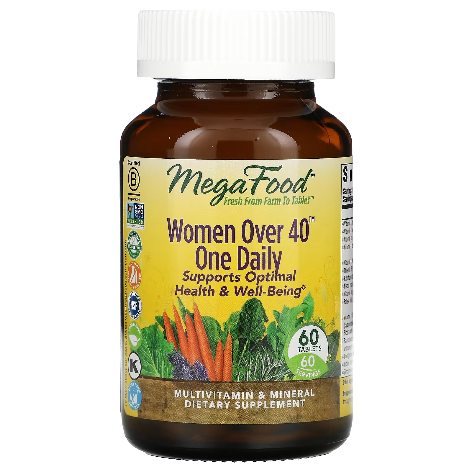 Мультивитамины для Женщин Старше 40 лет MegaFood, 60 таблеток megafood мультивитамины для женщин мандарин 60 жевательных мармеладок
