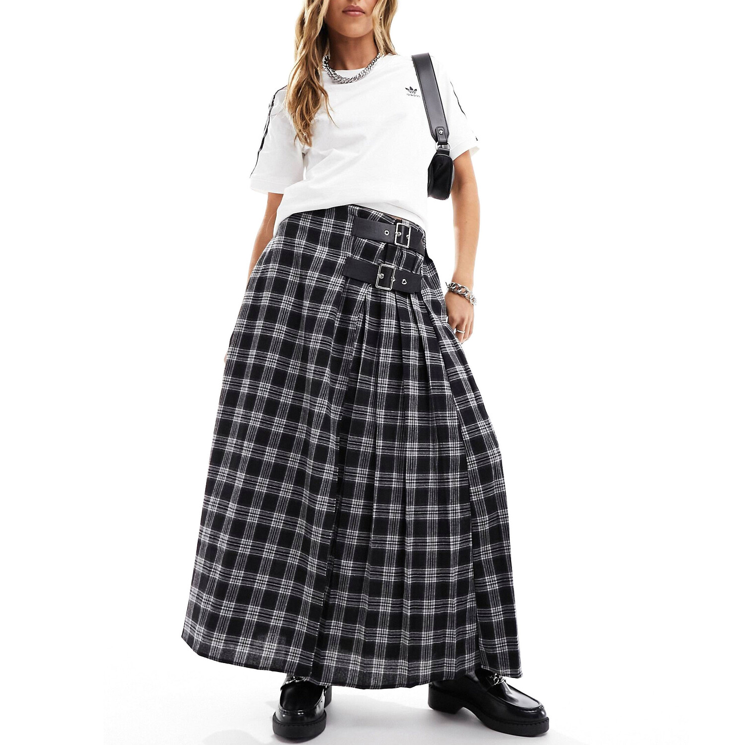 

Юбка Collusion Maxi Kilt Monochrome Check, черный/белый
