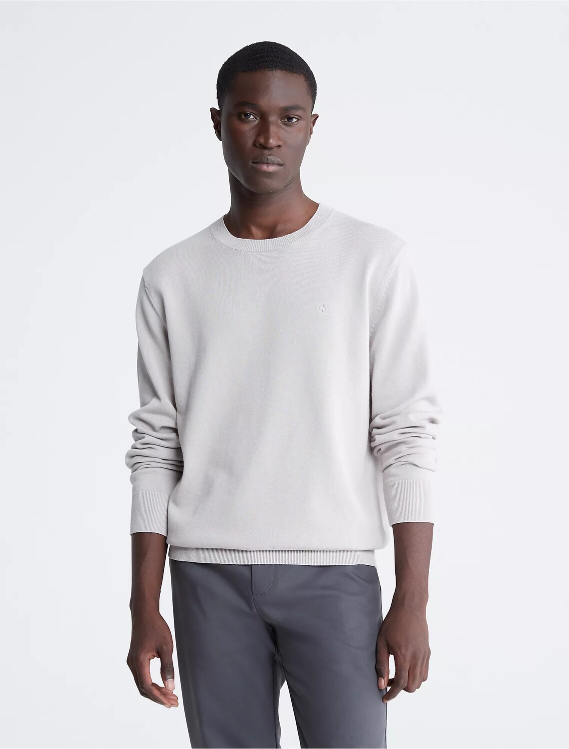 

Свитер Calvin Klein Smooth Cotton, светло-серый