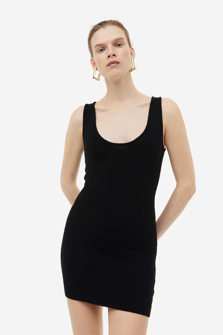 Трикотажное платье без рукавов H&M, черный