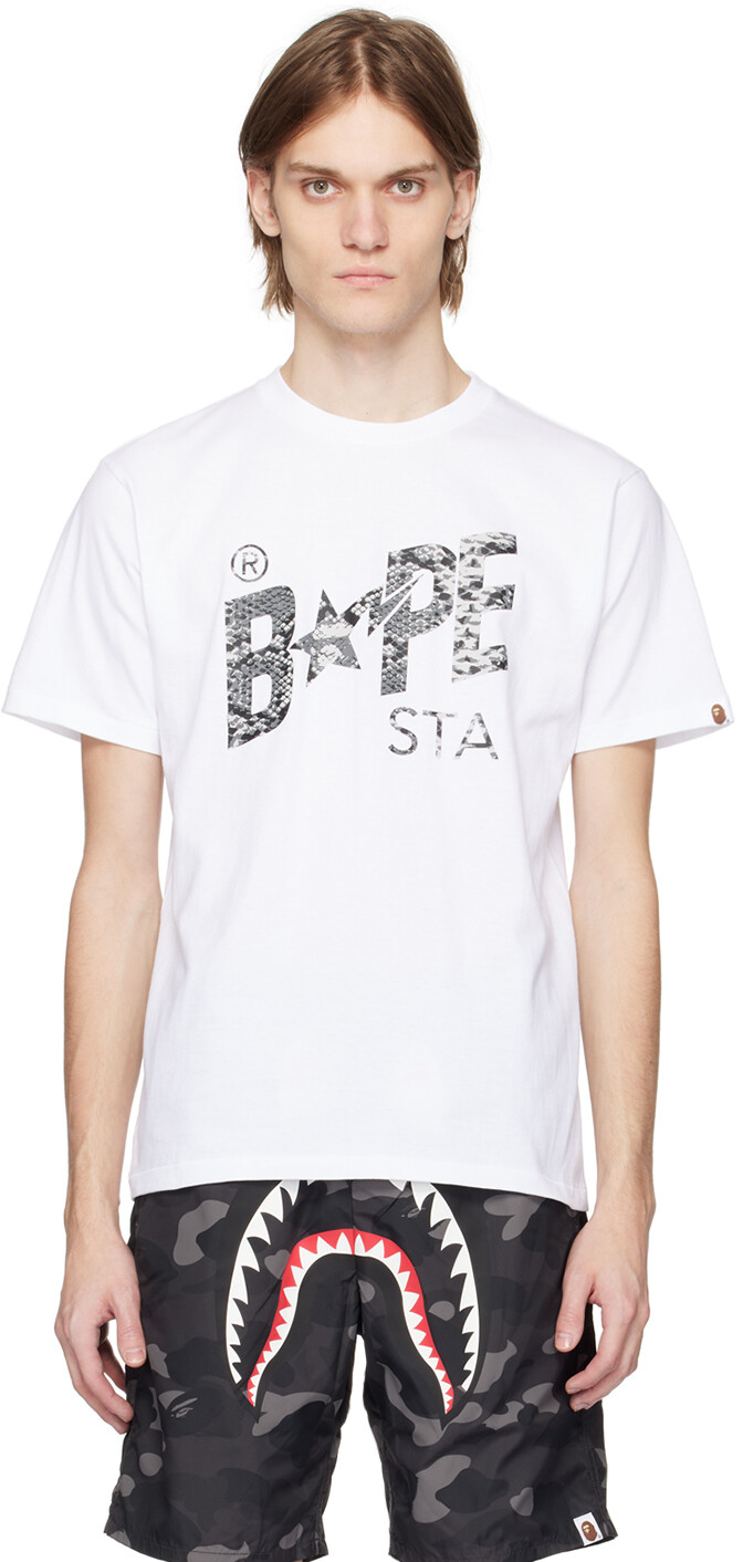 

Белая футболка STA со змеиным принтом BAPE
