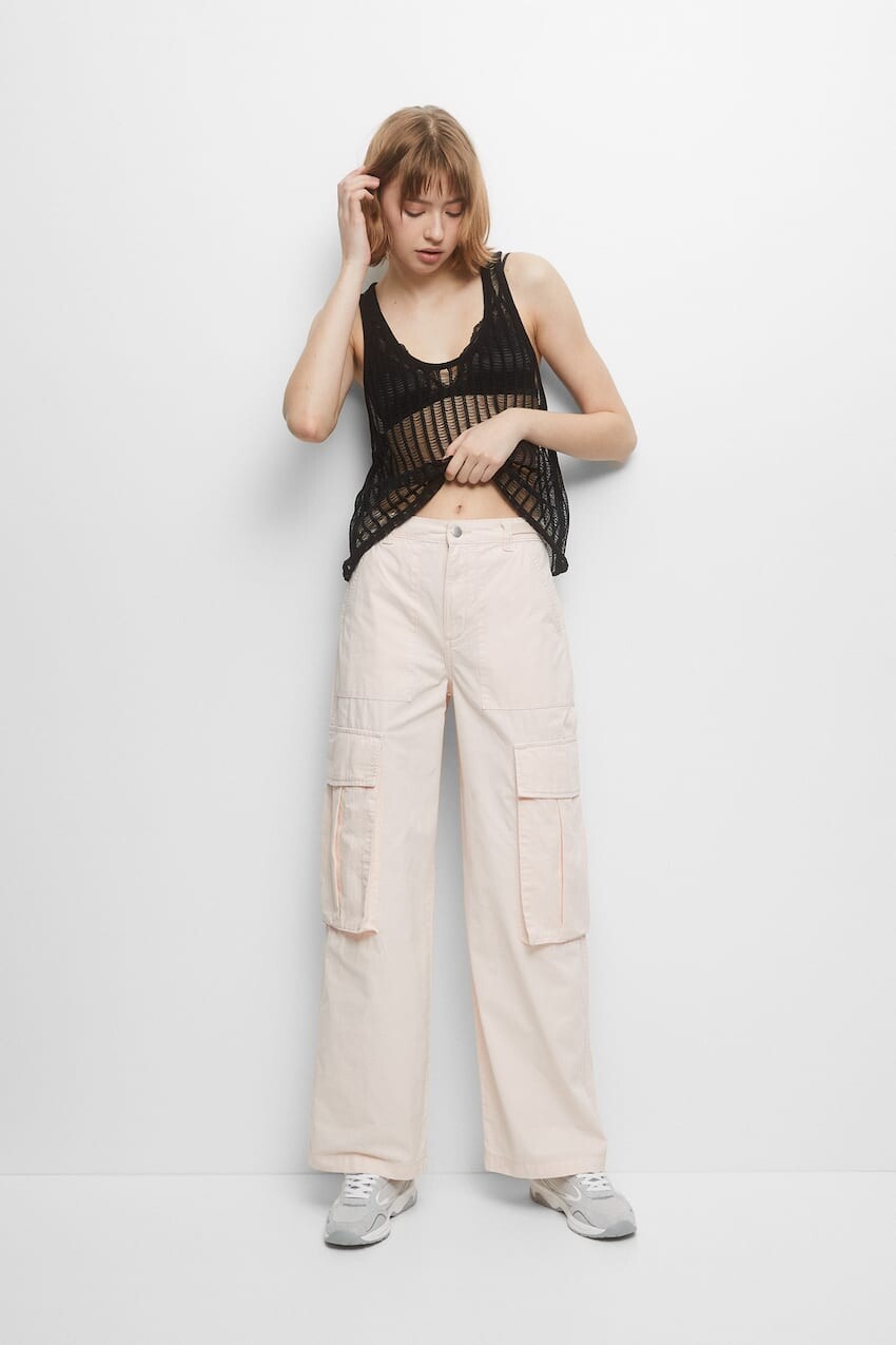 

Регулируемые брюки карго макси Pull&Bear, розовый