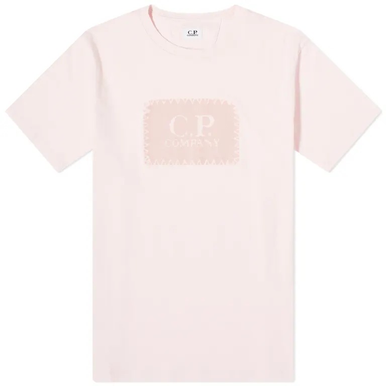 Футболка C.p. Company 30/1 Jersey Label Style Logo, светло-розовый цена и фото