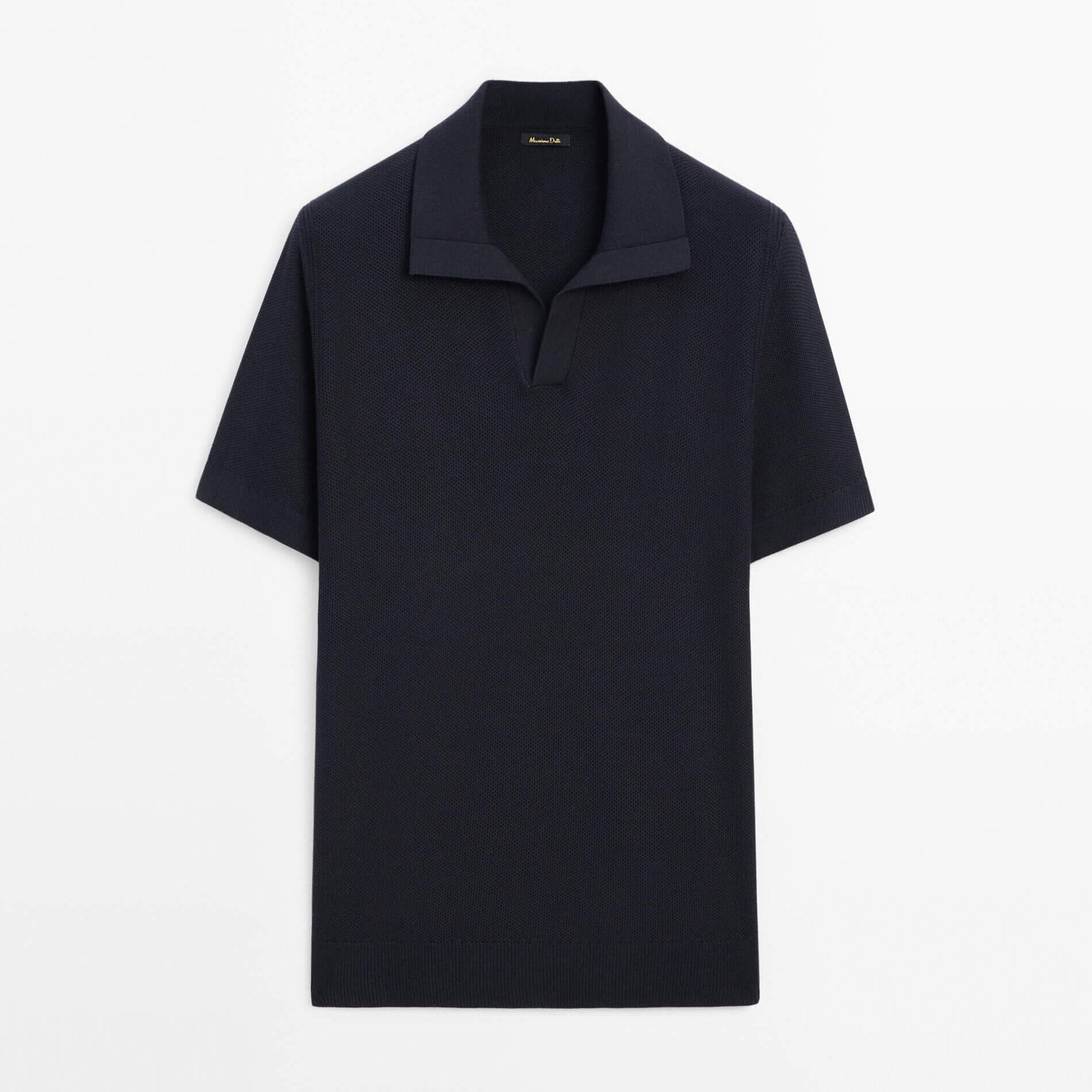Рубашка поло Massimo Dutti Short Sleeve Cotton Knit, темно-синий