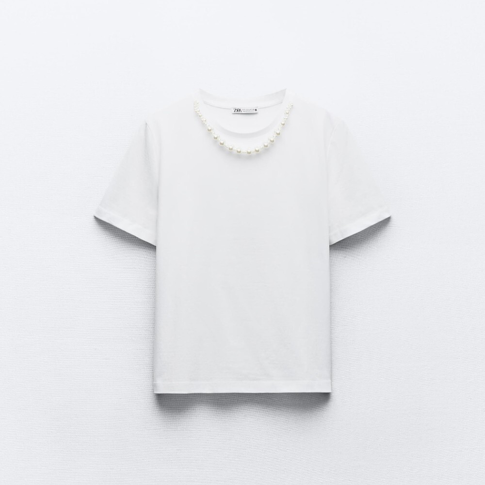 

Футболка Zara Jewel Necklace, белый