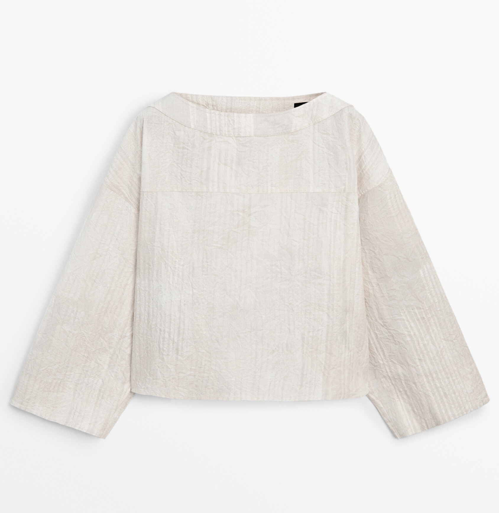 Блуза Massimo Dutti Creased-effect Printed, светло-бежевый блуза zara cropped printed светло бежевый