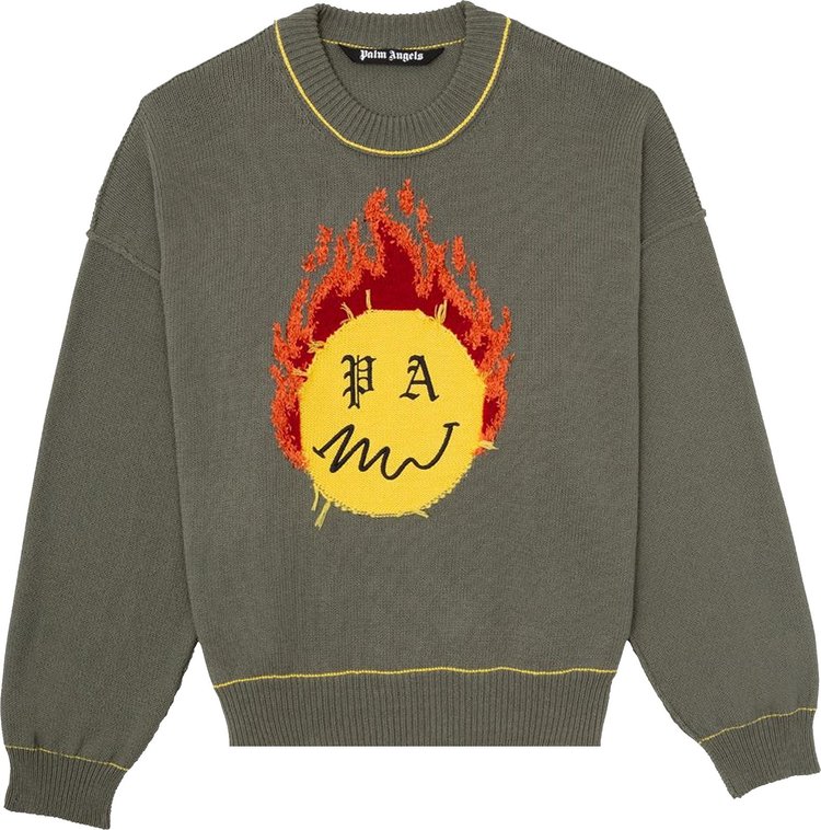 Свитер Palm Angels Burning Head Sweater 'Yellow', желтый - фото