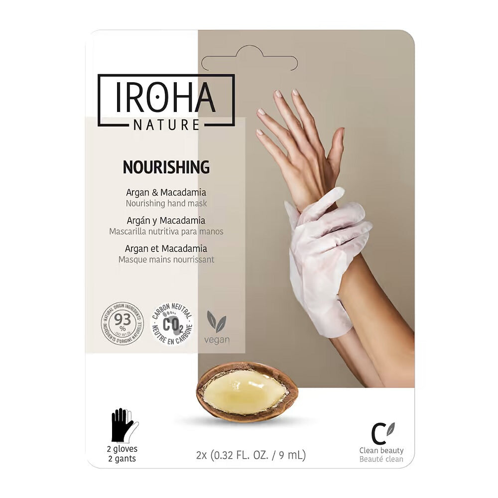 

IROHA nature Питательная маска для рук Питательная маска для рук в виде перчаток из арганы и макадамии 2x9мл