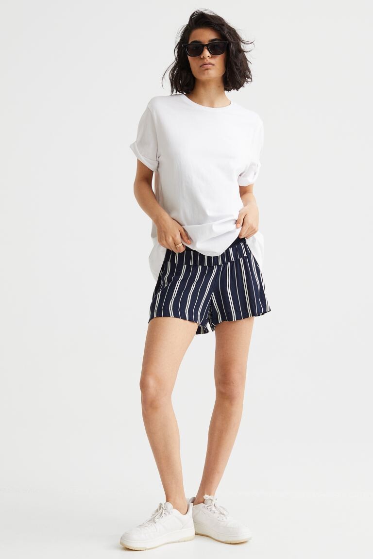 

МАМА Шорты без застежки H&M, темно-синий/полосатый