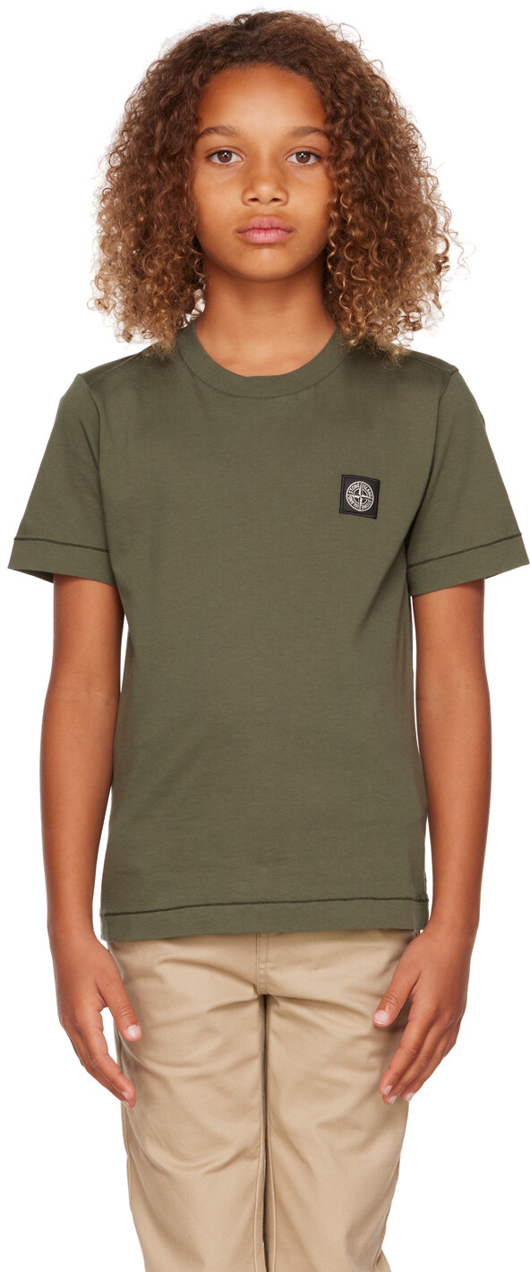 

Детская зеленая футболка с нашивкой-логотипом Stone Island Junior