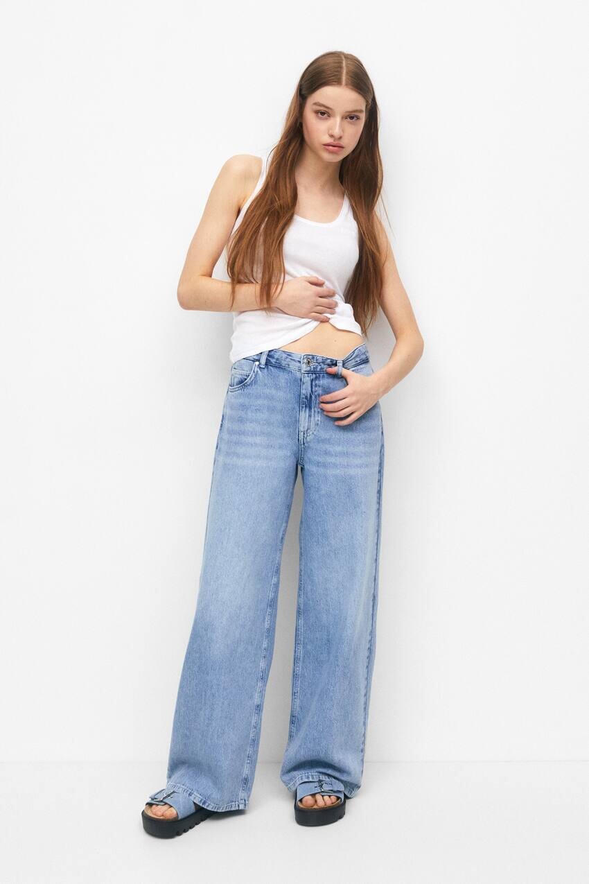 

Джинсы свободного кроя оверсайз Pull&Bear, синий