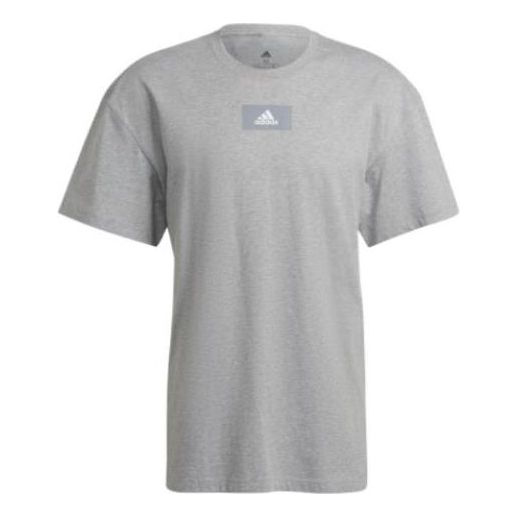 Футболка Adidas M Fv T Solid Color Logo Athleisure Casual Sports Round Neck Short Sleeve Gray, Серый