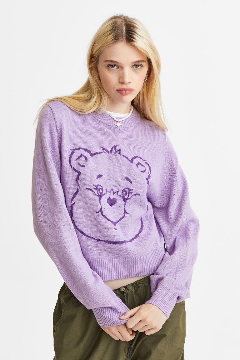 

Жаккардовый свитер H&M, светло-фиолетовый/заботливые мишки