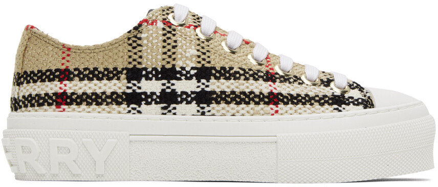 

Бежевые твидовые кеды Jack Burberry, Бежевый