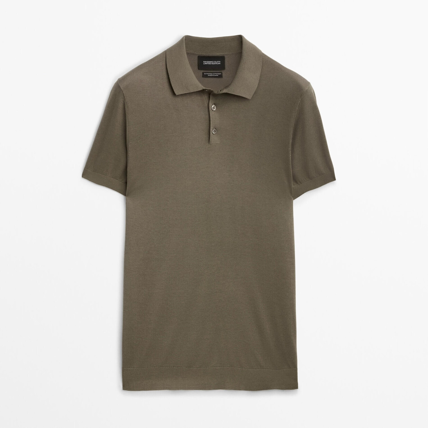 

Свитер-поло Massimo Dutti Cotton And Silk Blend, хаки