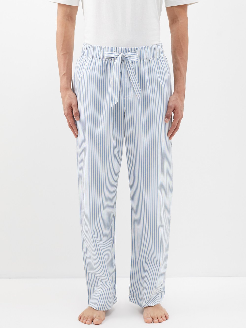 Полосатые пижамные брюки из органического хлопка Tekla, синий пижамные брюки из органического хлопка с кулиской tekla белый