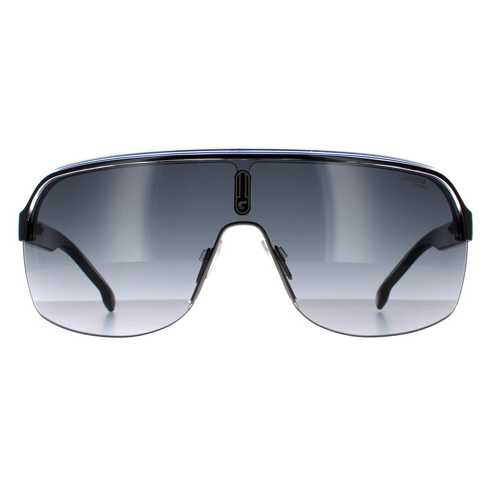 Черные кристально-белые синие темно-серые солнцезащитные очки с градиентом Shield Carrera, черный солнцезащитные очки авиаторы синие красные белые темно серые с градиентом carrera синий