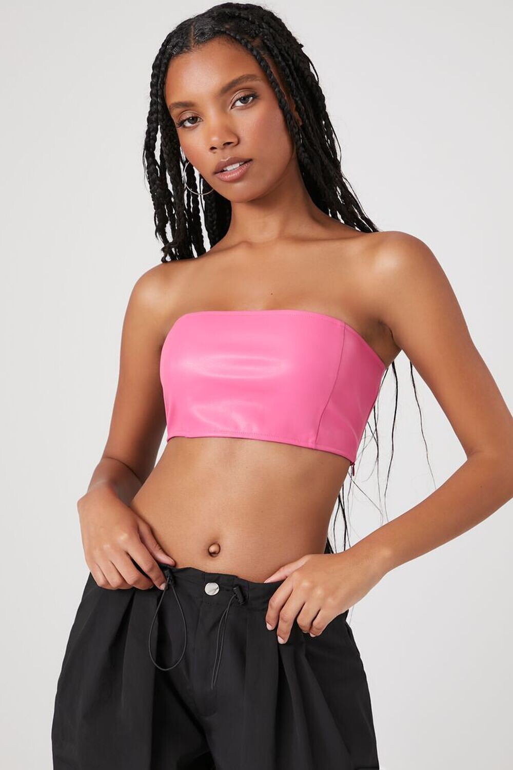 

Укороченный топ-труба из искусственной кожи Forever 21, розовый