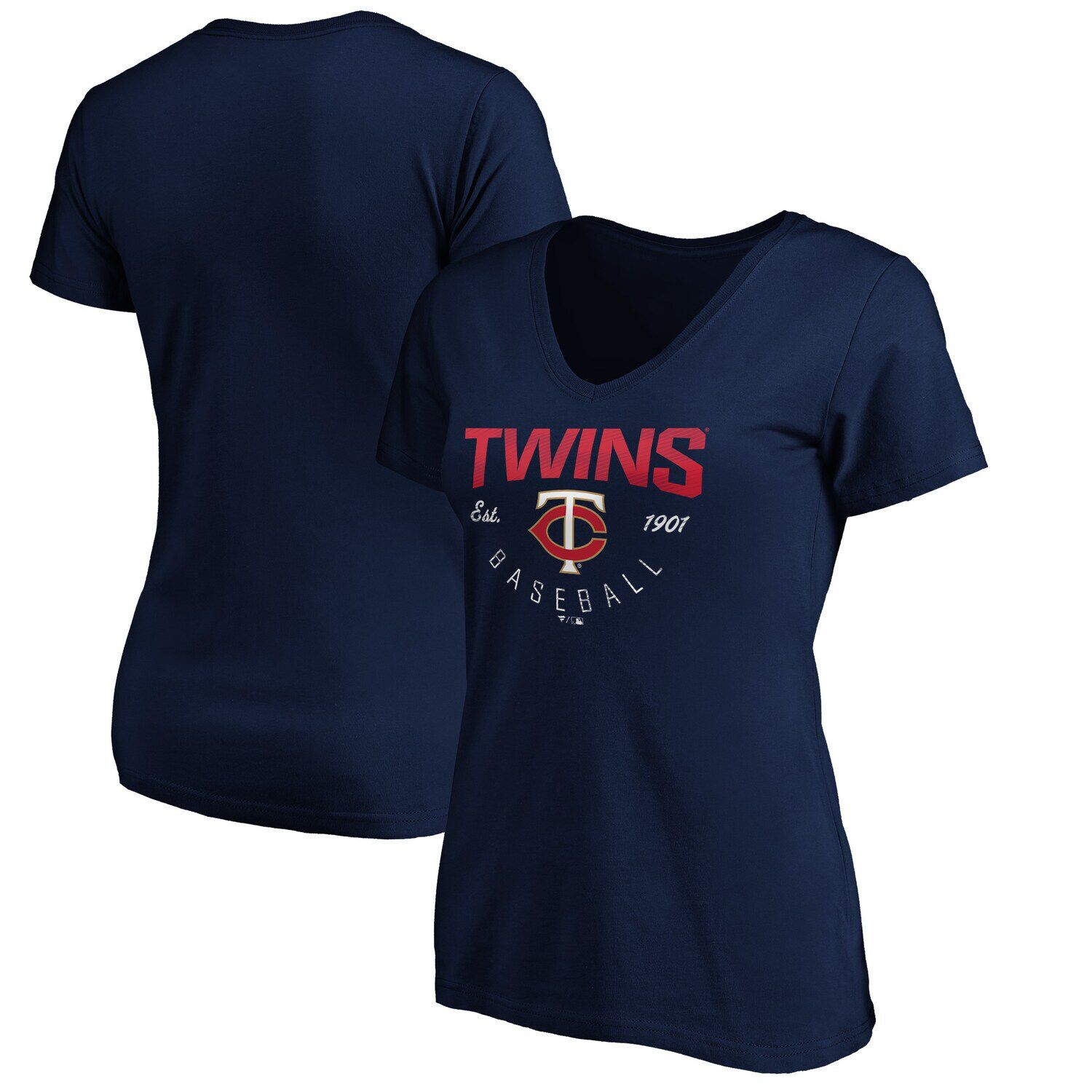 

Женская темно-синяя футболка Fanatics Minnesota Twins Live For It с v-образным вырезом Fanatics, Синий