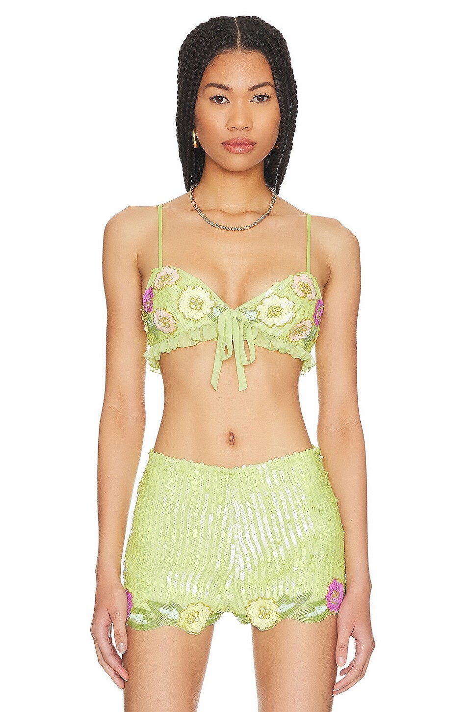 

Топ MAJORELLE Cal Embellished Crop, цвет Lime Green