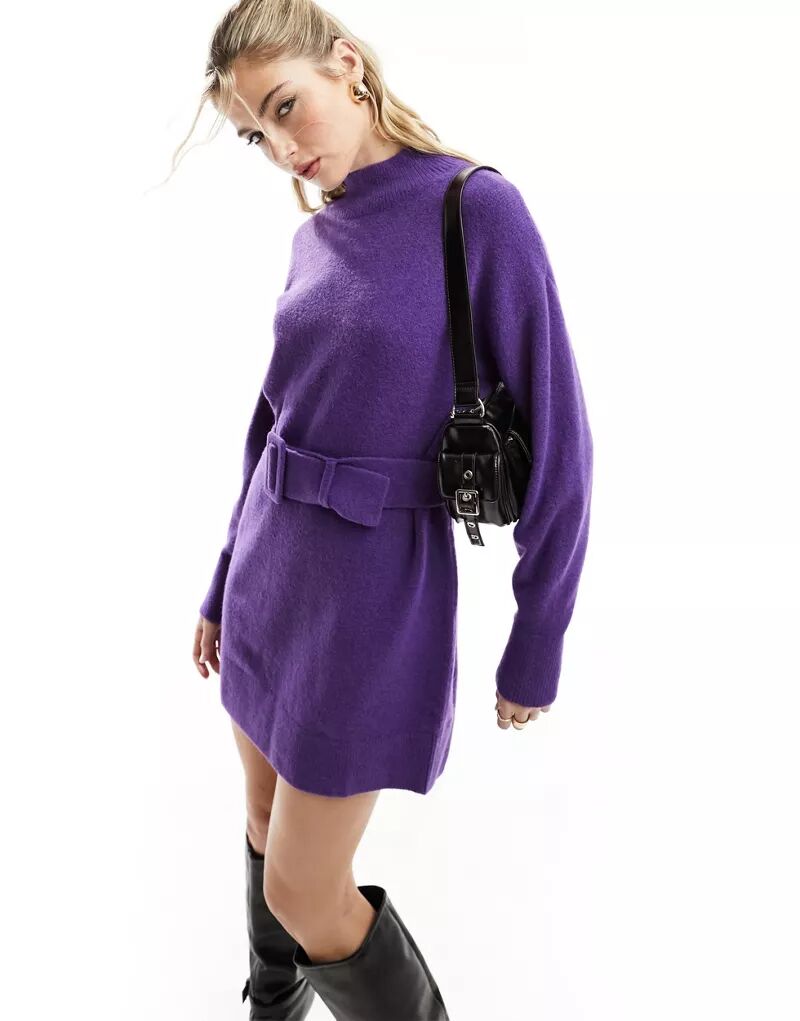 цена Фиолетовое трикотажное платье с поясом & Other Stories