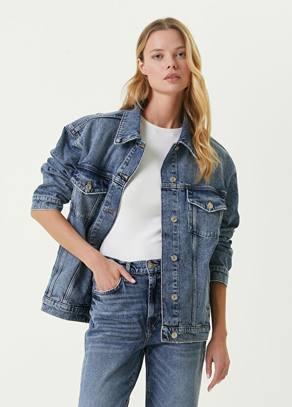 

Синяя джинсовая куртка 7 For All Mankind, Синий