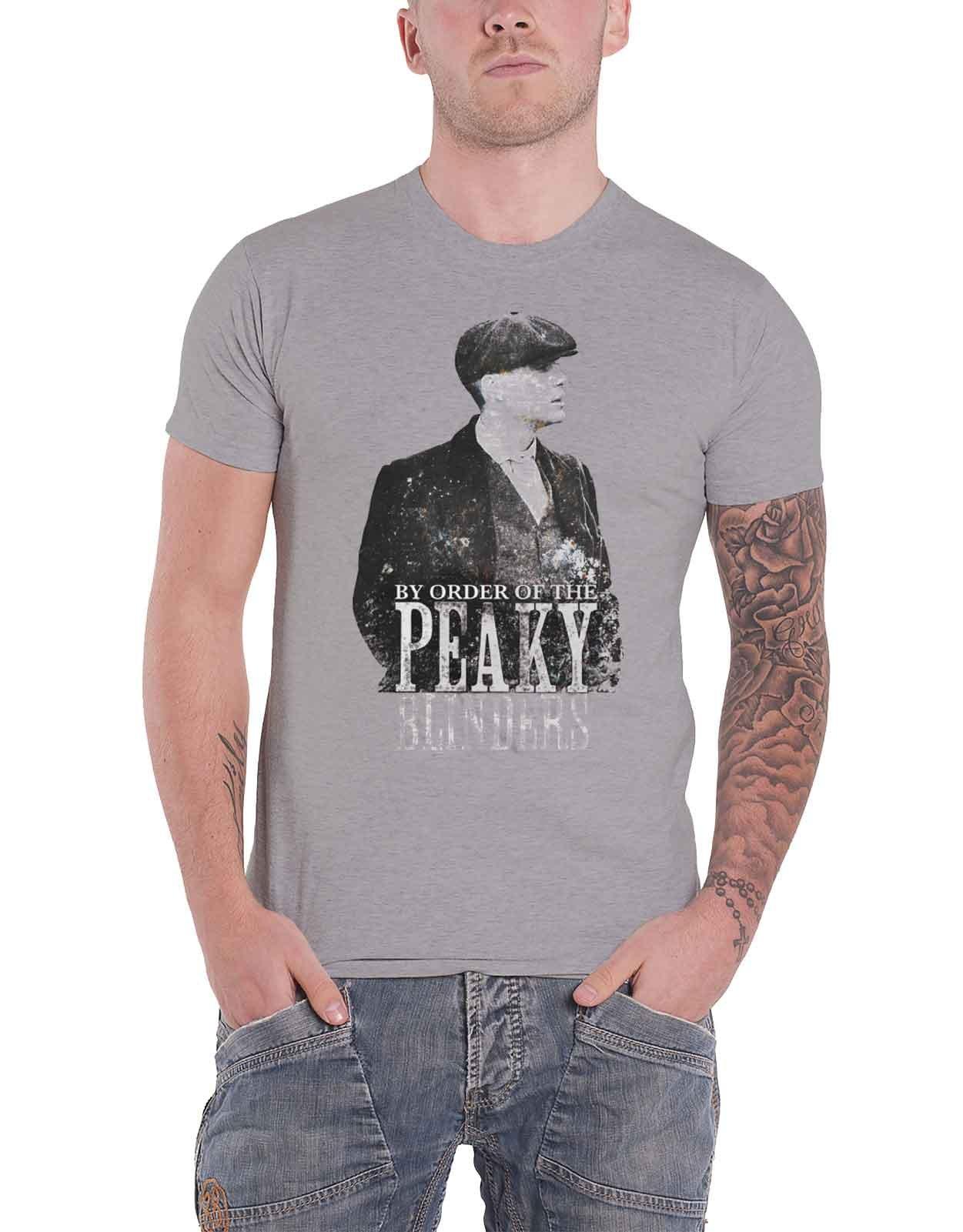 Винтажная футболка с портретом Peaky Blinders, серый