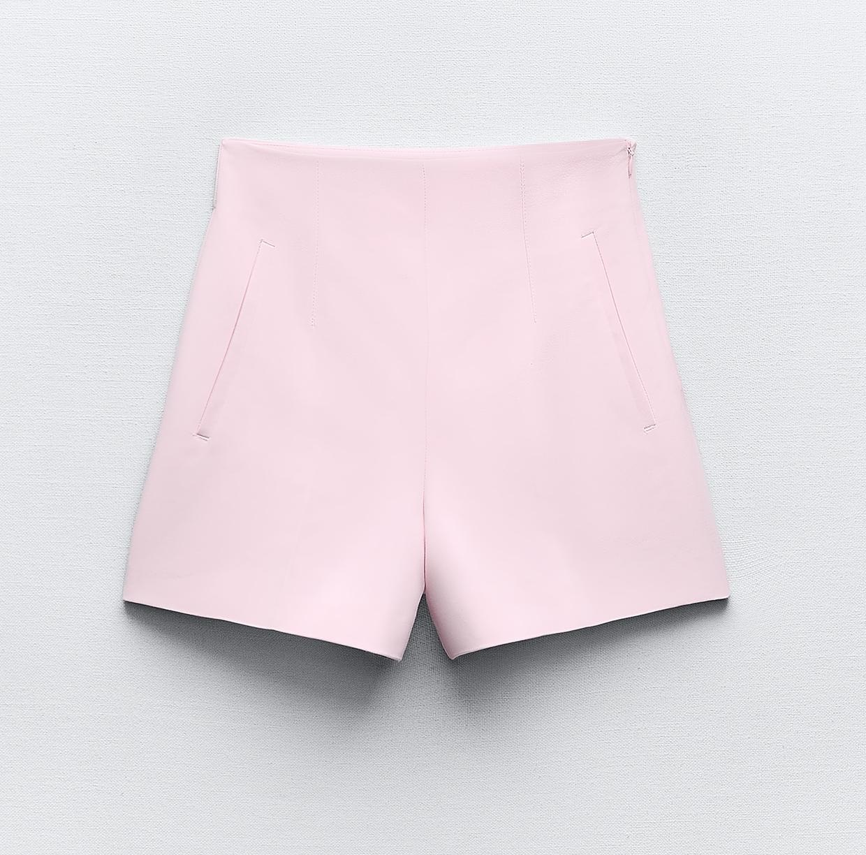 шорты clemence с завышенной талией sir белый Шорты Zara High-waist Bermuda, светло-розовый