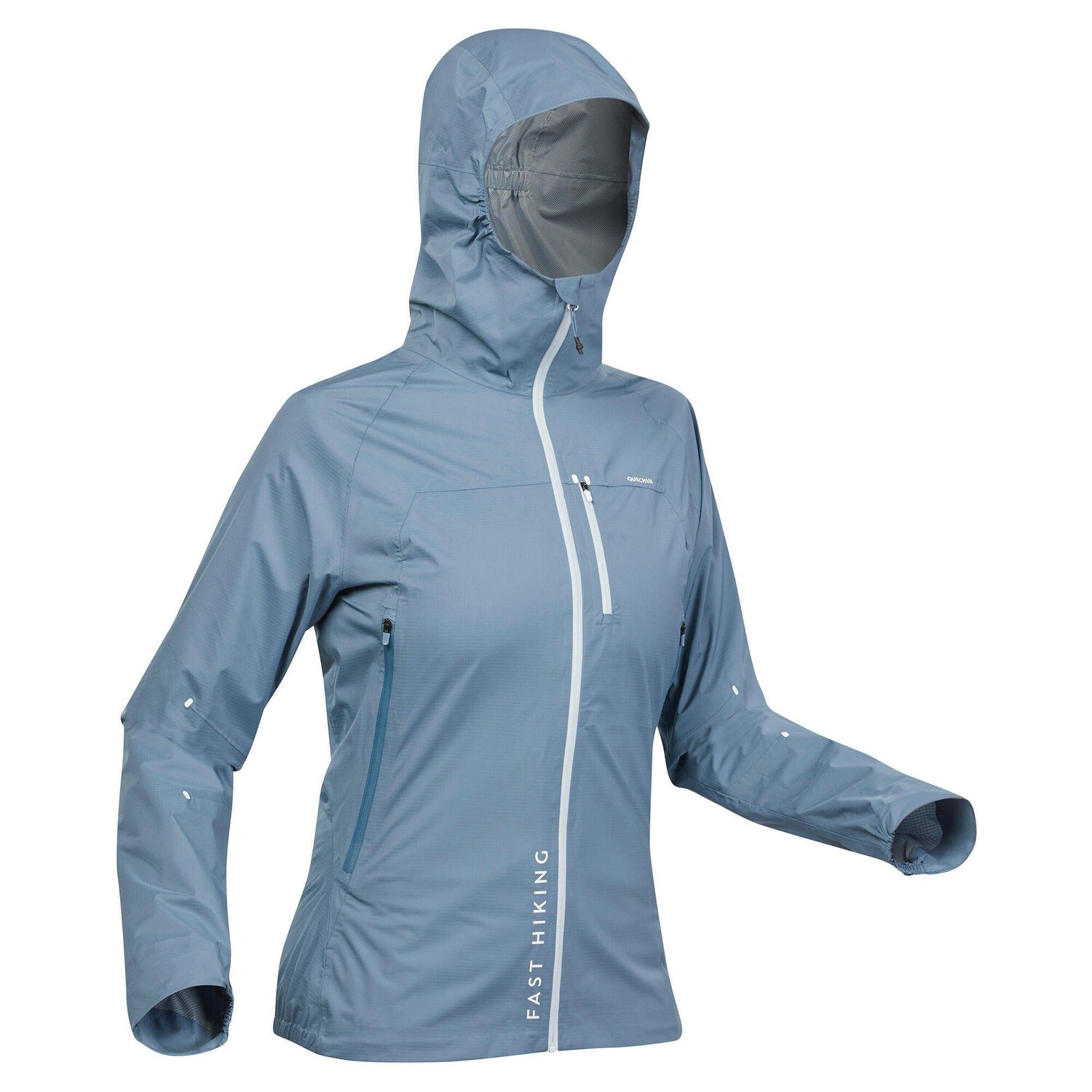 

Сверхлегкая водонепроницаемая куртка для быстрых походов Decathlon — Fh500 Rain Quechua, синий