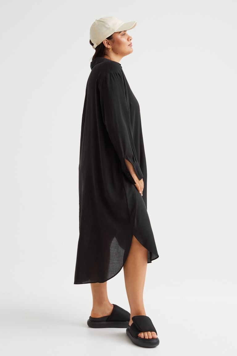 

Платье-рубашка H&M+ из смесового лиоцелла, черный