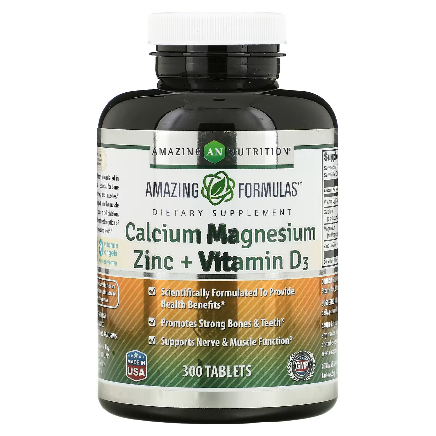 

Amazing Nutrition, Кальций, магний и цинк + витамин D3, 300 таблеток