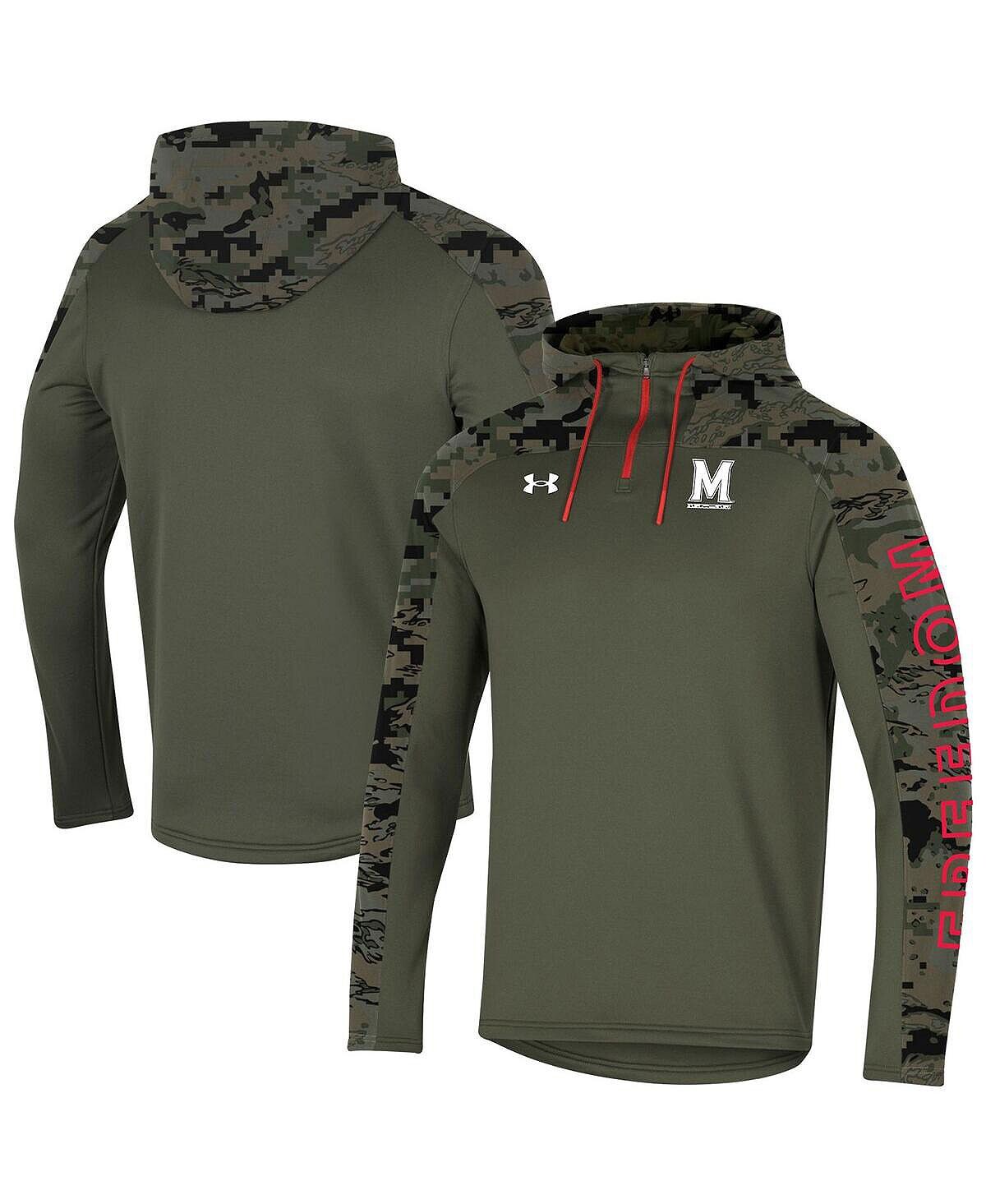 

Мужская оливковая толстовка с капюшоном maryland terrapins freedom с молнией на четверть Under Armour