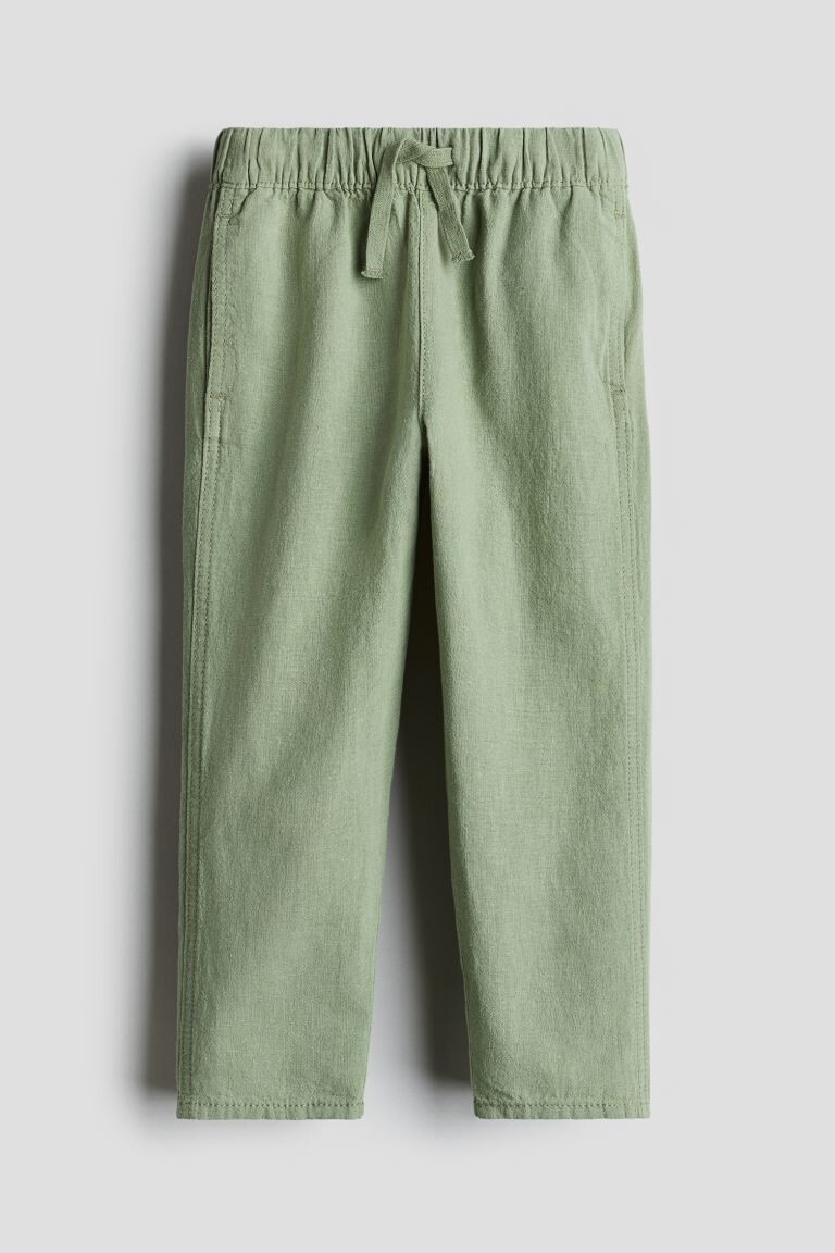 

Брюки-Слипоны из смесового льна H&M, зеленый