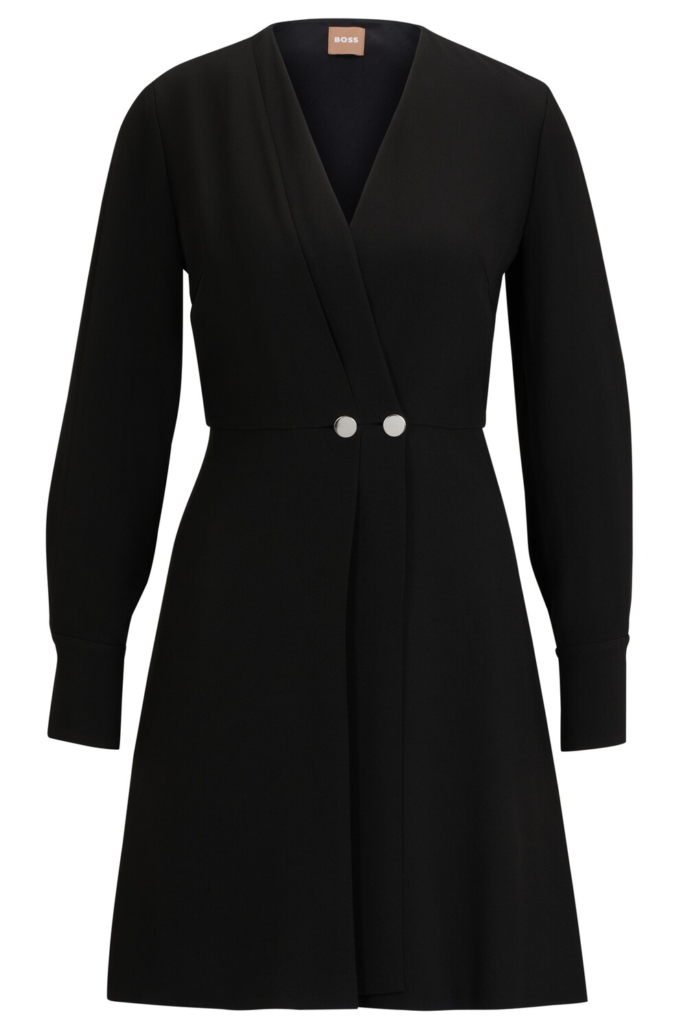 

Платье Boss Long-sleeved Wrap With Button Closure, черный