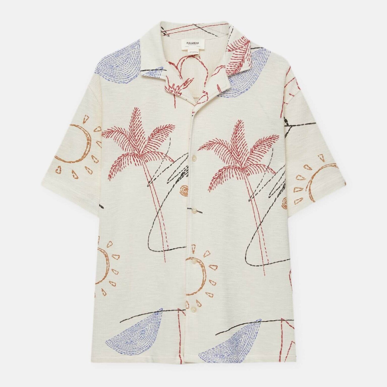 

Рубашка Pull&Bear Geometric Shape Print Unisex, кремовый