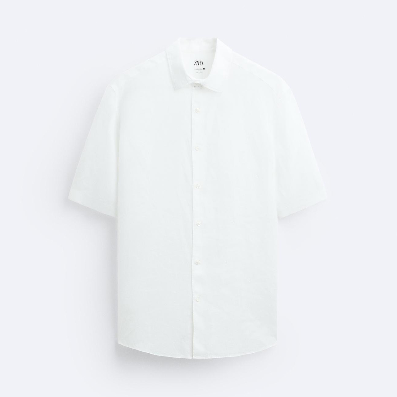 Рубашка Zara 100% Linen, белый рубашка zara oversized linen розовый