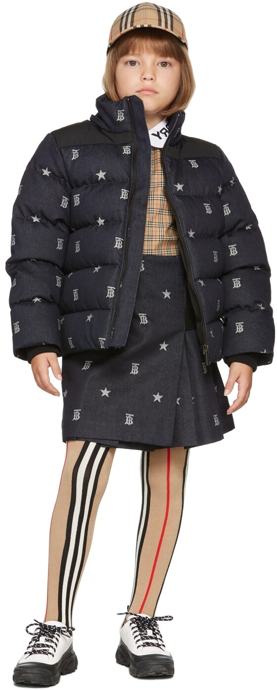 

Kids Indigo Джинсовая юбка-килт с мотивом звезды и монограммой Burberry