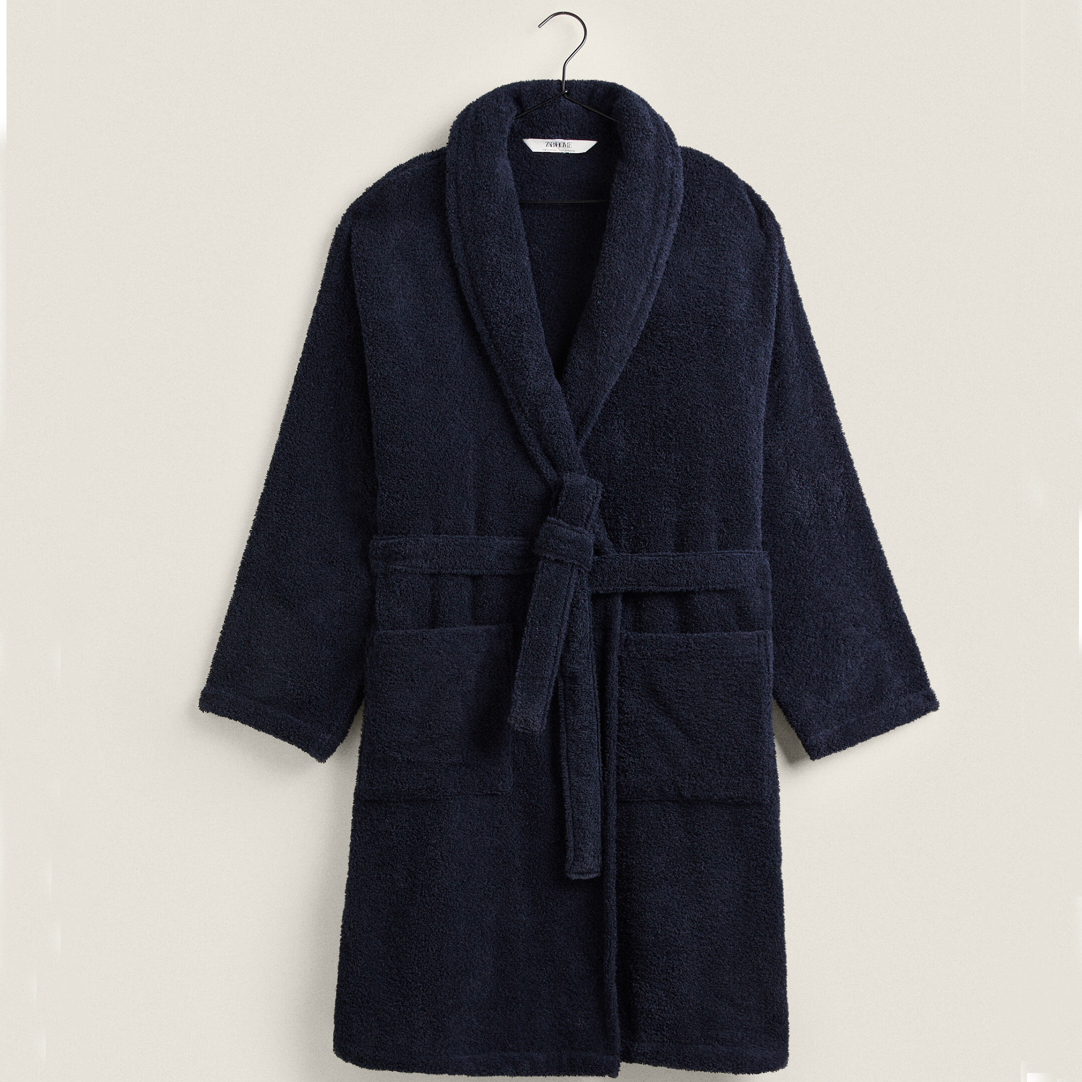 Банный халат Zara Home Premium Cotton, темно-синий