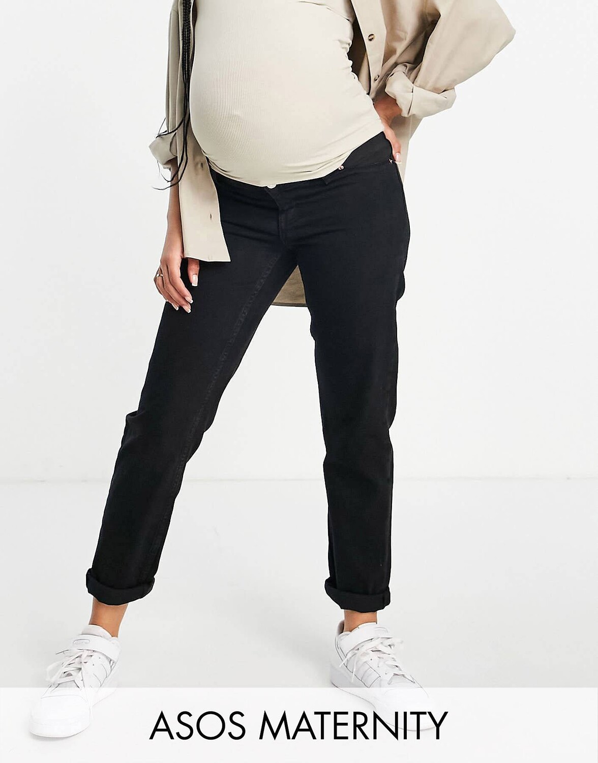 

Черные джинсы свободного кроя с эластичным поясом ASOS DESIGN Maternity
