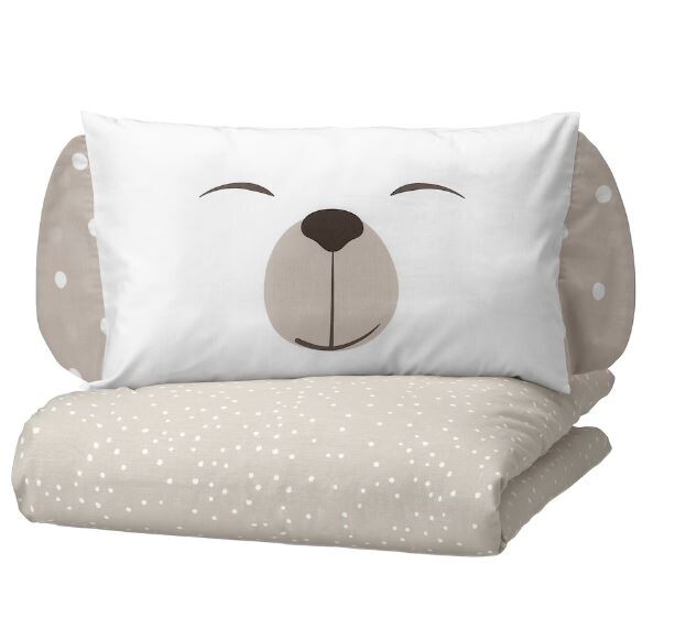 

Комплект постельного белья для детской кроватки 70*140 Ikea Dromslott Puppy, 3 предмета, бежевый