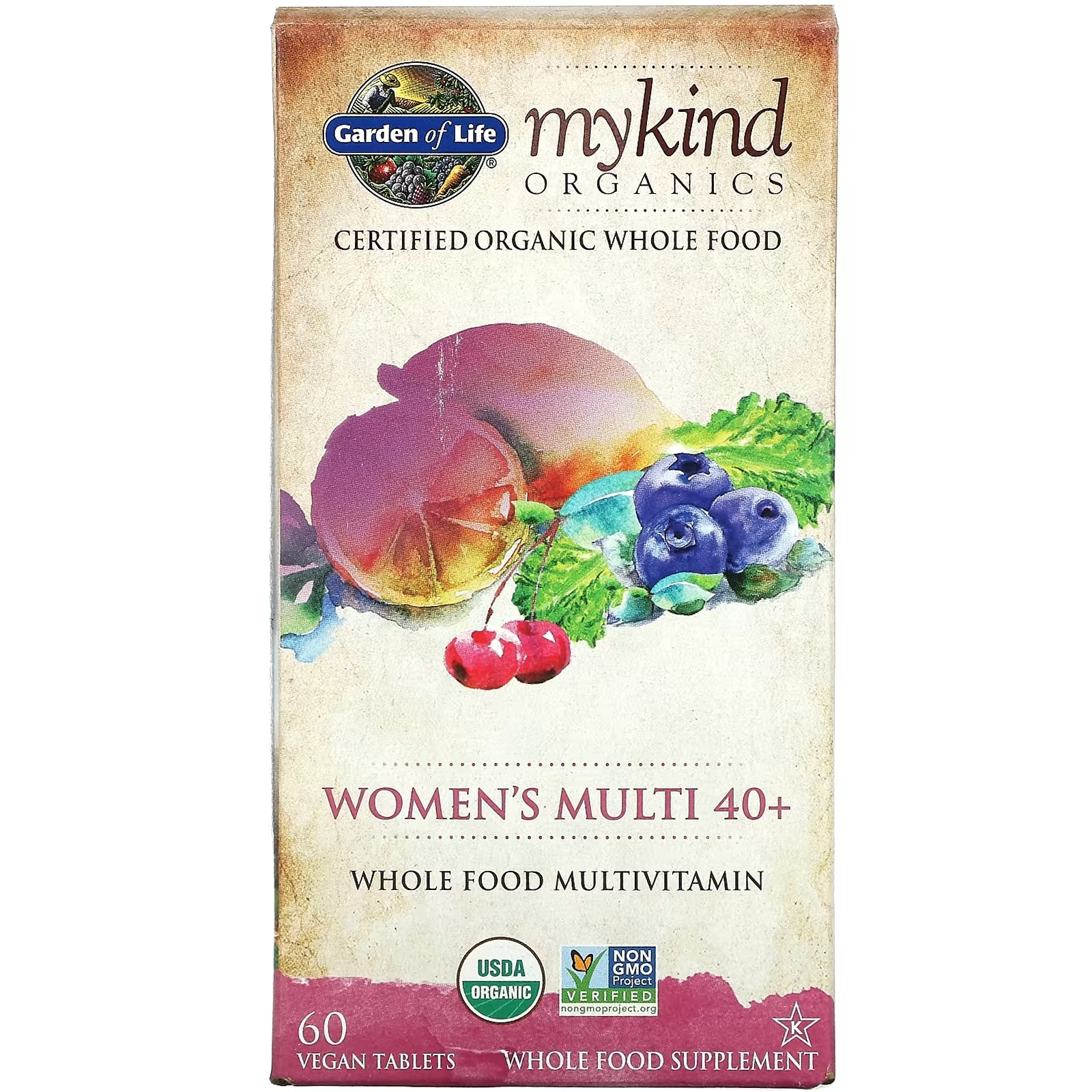Мультивитамины для Женщин Старше 40 лет Garden of Life MyKind Organics, 60 веганских таблеток мультивитамины для женщин garden of life mykind ягоды 120 жевательных таблеток