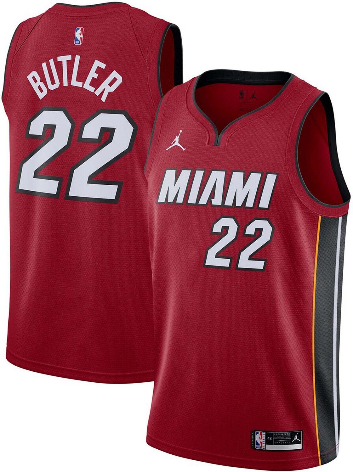 

Брендовая мужская майка miami heat 2020/21 swingman, выдающийся выпуск - jimmy butler Jordan, красный