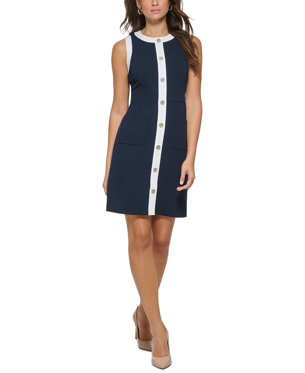 

Платье petite из крепа scuba с контрастной отделкой Tommy Hilfiger, мульти